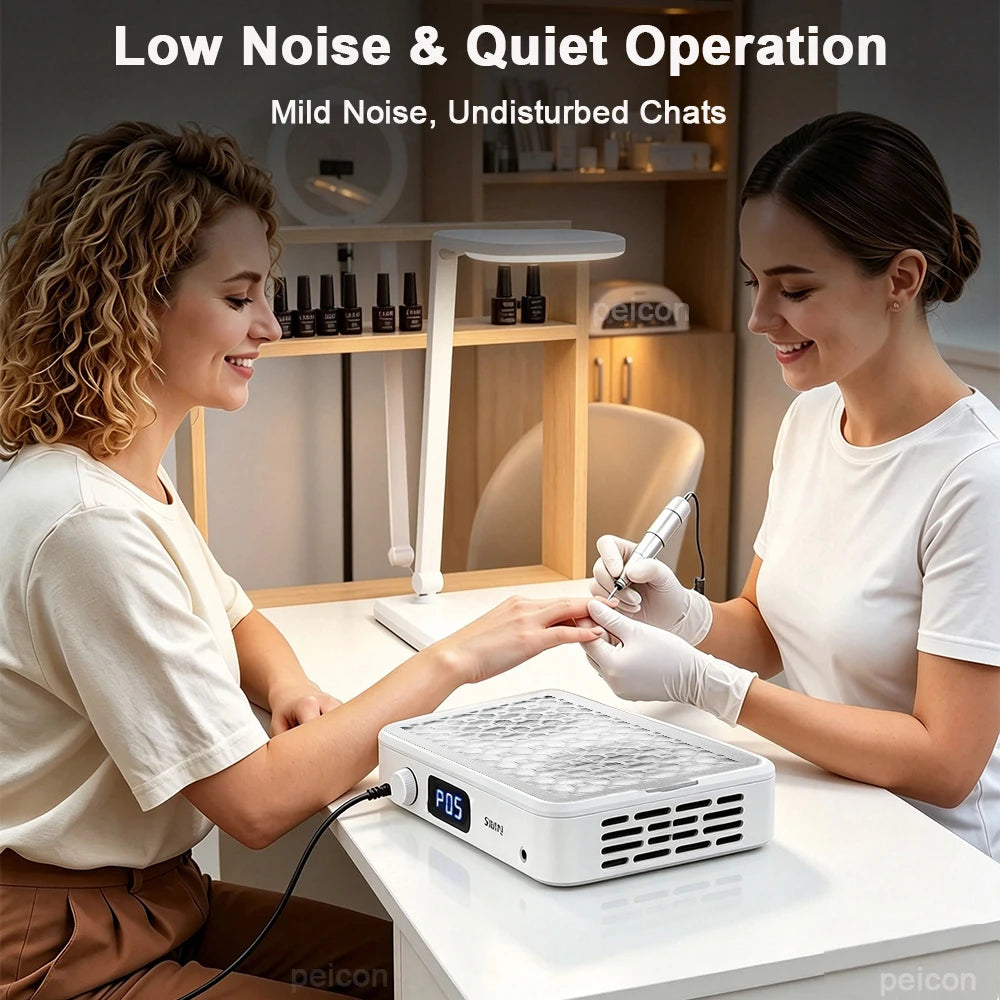 PEICON Nail Dust Collector Dual Fan 35000RPM + Detachable Filter Nail Dust Collector PLUSH