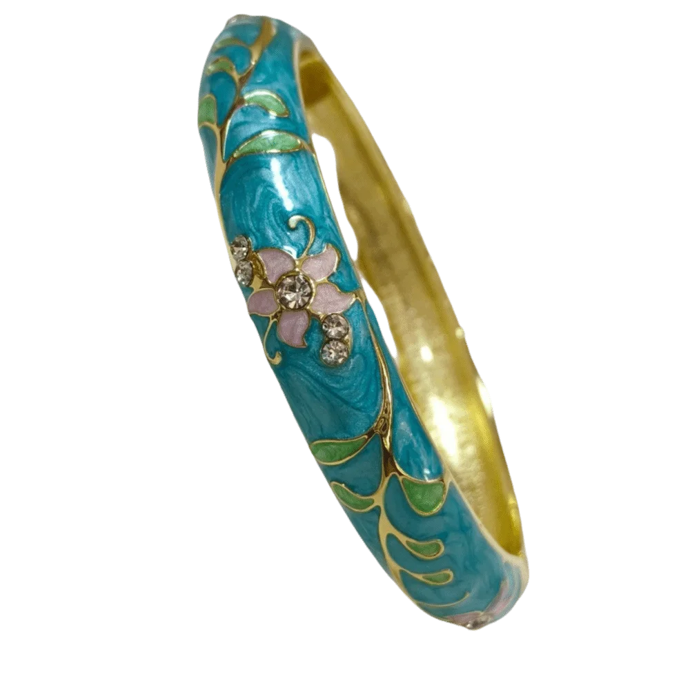 Chinese Cloisonne Enamel Flower Bangle Bracelet for Women Enamel Bangle Bracelet PLUSH 5