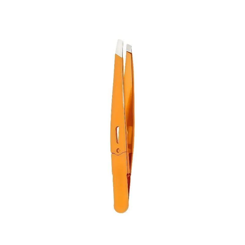 Slant Tip Stainless Steel Eyebrow Tweezer – Precision Makeup Tool Eyebrow Tweezer PLUSH Orange