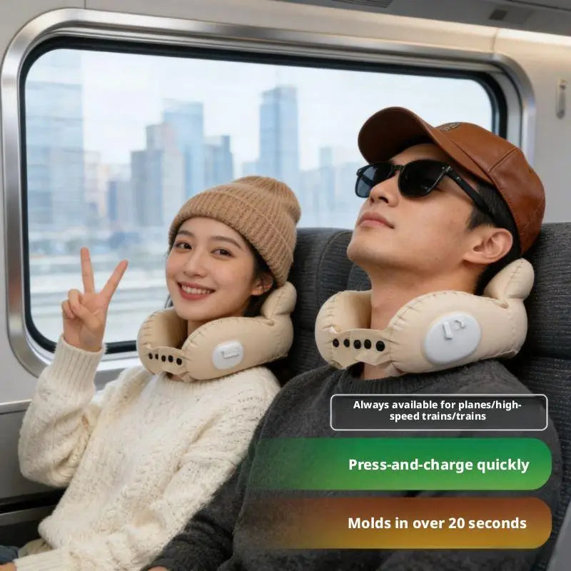 Inflatable U-Shaped Travel Neck Pillow – Compact & Portable Inflatable Travel Pillow PLUSH