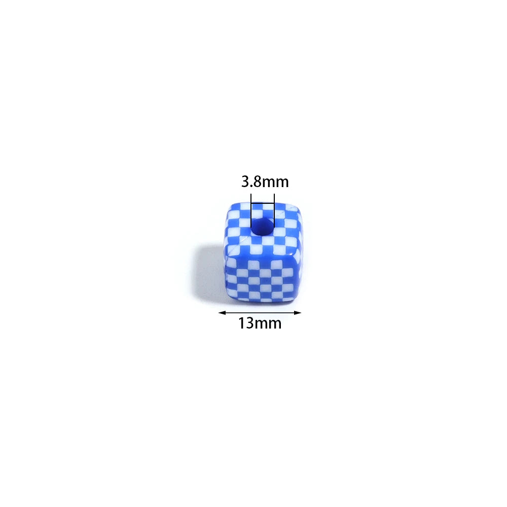 10pcs Checkerboard Acrylic Square Spacer Beads – DIY Jewelry Acrylic Spacer Beads PLUSH
