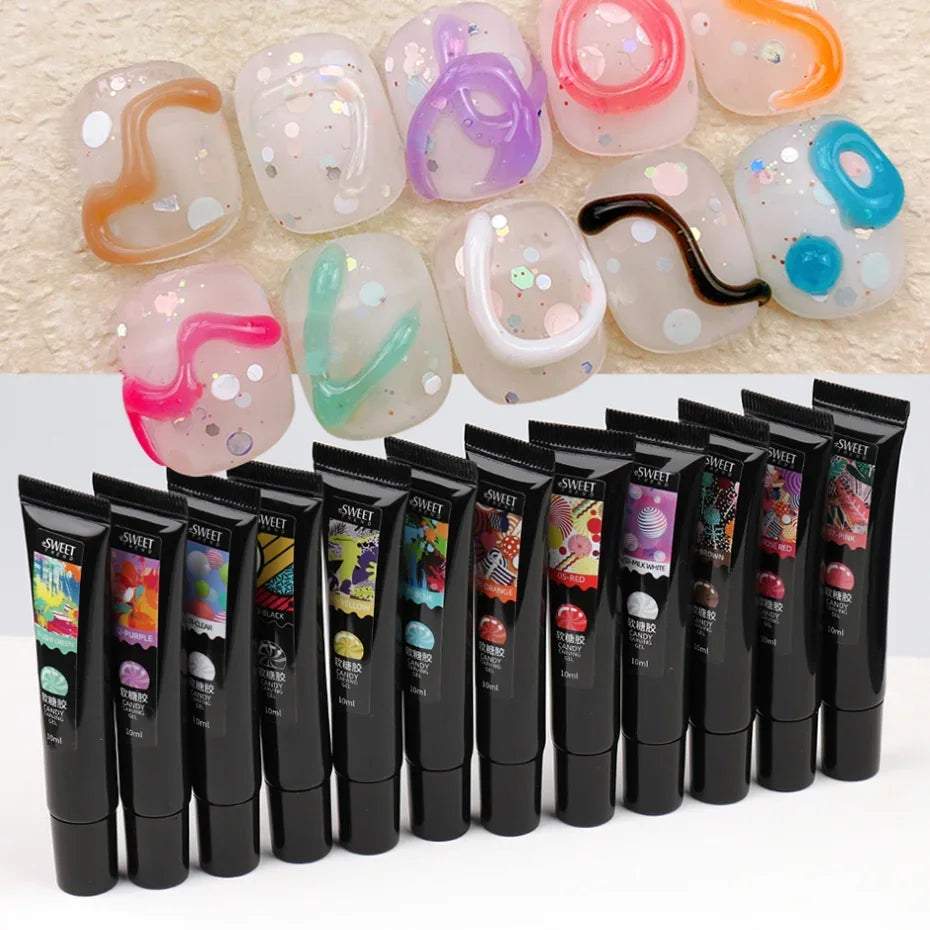 6pcs 5D Jelly Pudding Nail Gel – Macaron Emboss DIY Set Nail Gel Polish PLUSH