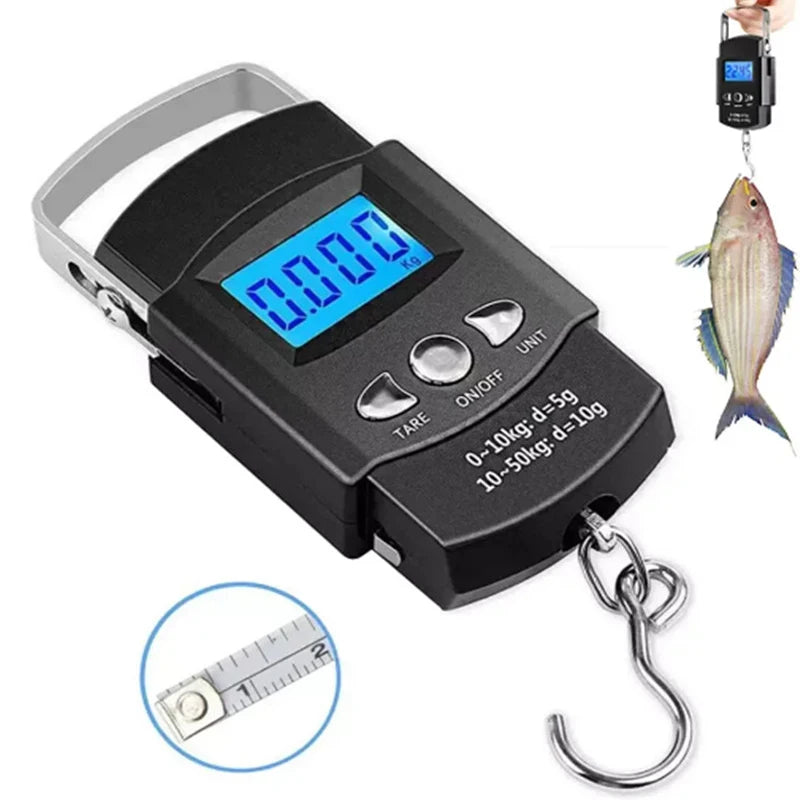 50kg Digital Hanging Scale LCD with 100cm Measuring Tape Digital Hanging Scale PLUSH