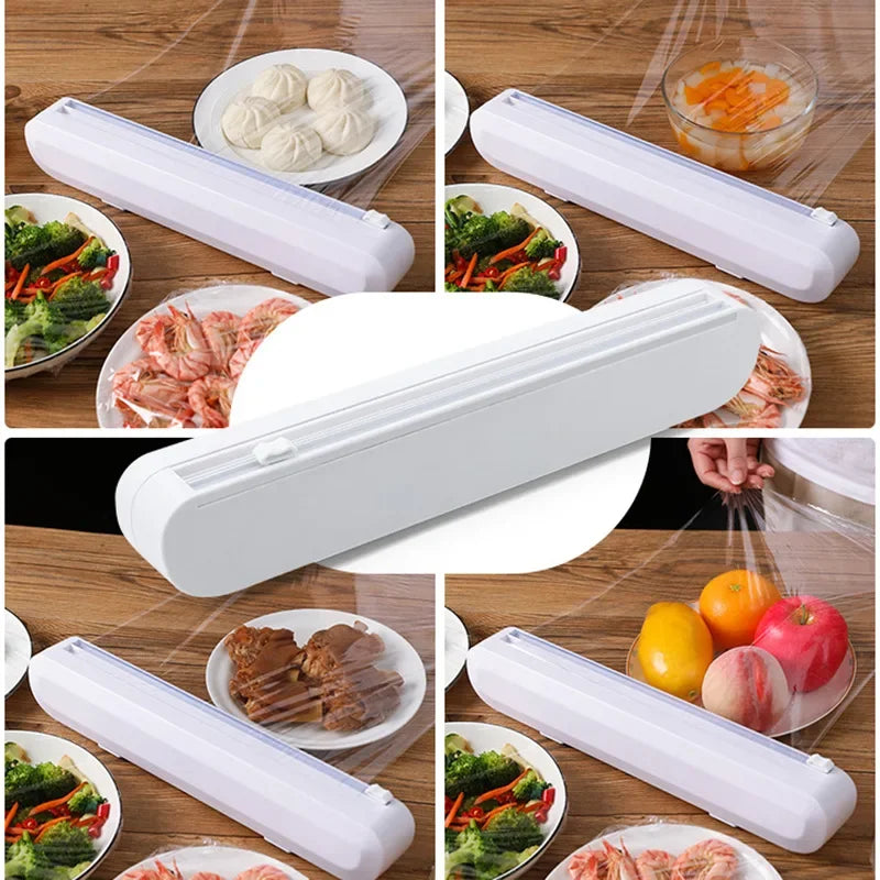 Cling Wrap & Foil Dispenser with Cutter | Kitchen Organizer Wrap Dispenser PLUSH