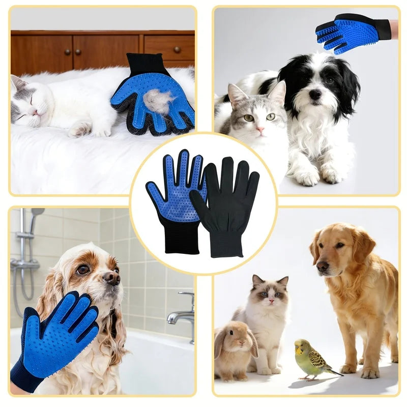 Pet Grooming Gloves – Silicone Hair Removal & Massage (Pair) Pet Grooming Gloves PLUSH
