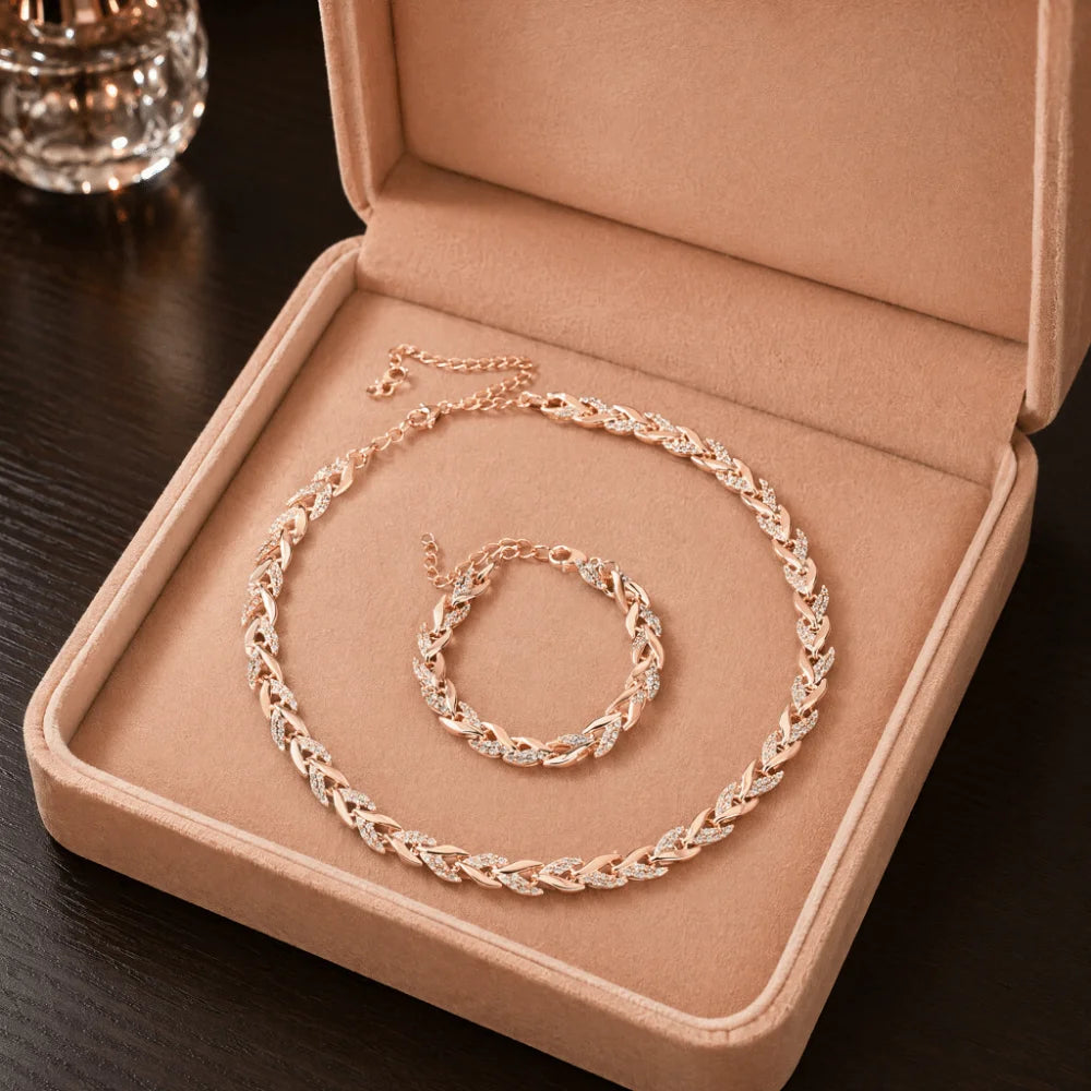 Zinc Alloy Fish Tail Necklace & Bracelet Set – Gold & Silver Jewelry Set PLUSH