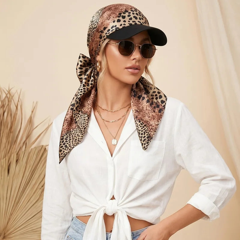 Women's Bandana Visor Hat Self-Tie Headscarf Beach Cap Visor Headscarf Hat PLUSH