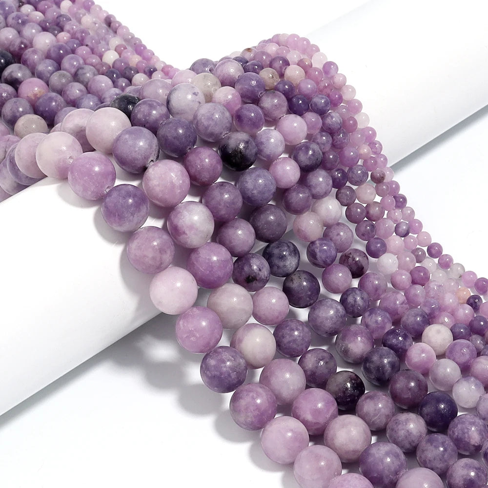 Purple Lilac Natural Stone Spacer Beads 4–12mm | DIY Jewelry Stone Spacer Beads PLUSH