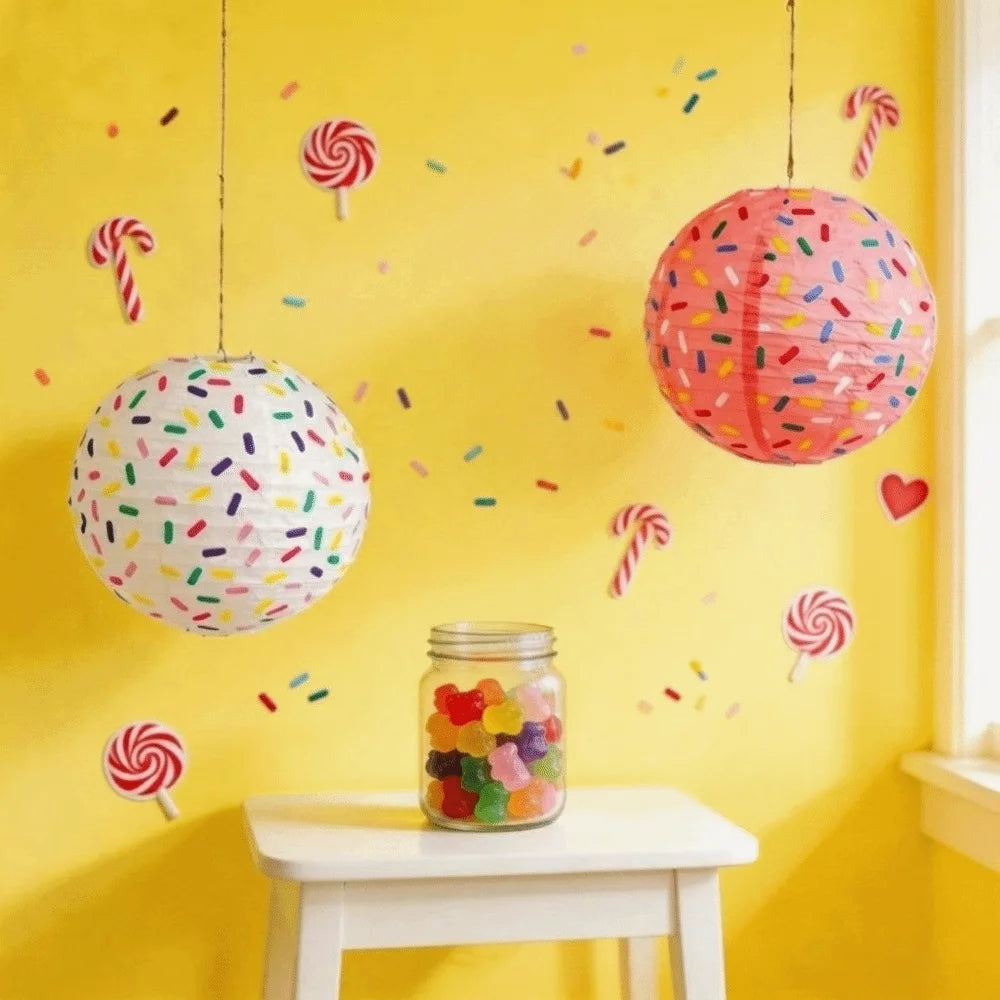 Foldable Round Paper Lantern Donut Ice Cream Party Decor Paper Party Lantern PLUSH