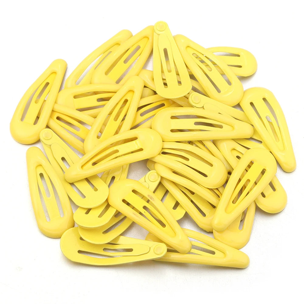 60pcs Y2K Mini Metal Waterdrop BB Hair Clips Snap Barrettes Hair Clips Set PLUSH yellow