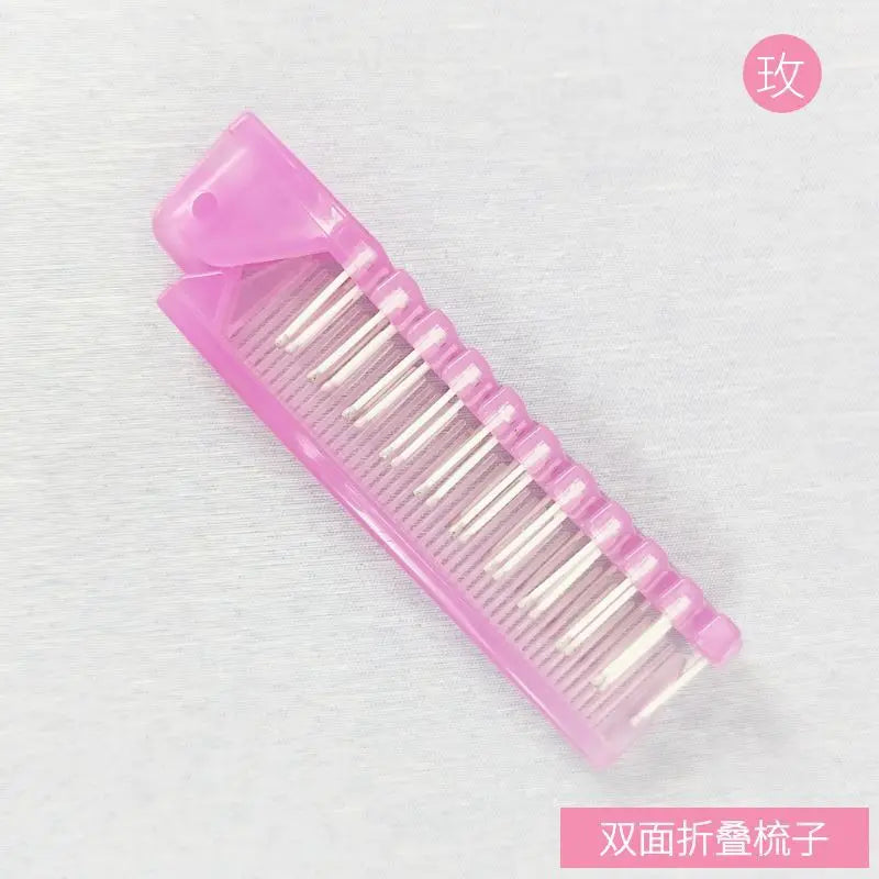 Portable Folding Hair Comb – Anti-Static Travel Comb Travel Hair Comb PLUSH Rose Red A