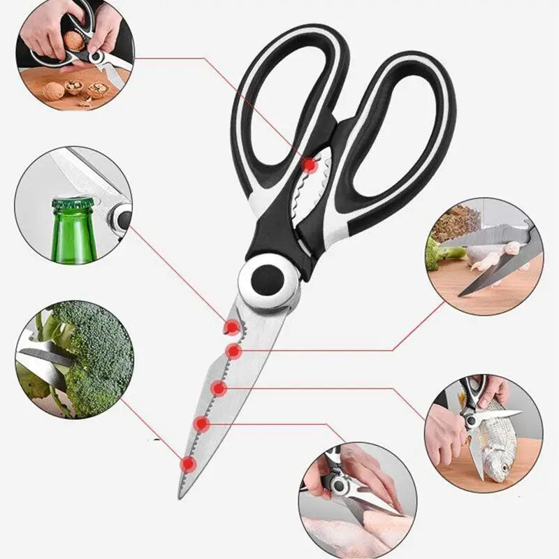 Multifunctional Stainless Steel Kitchen Scissors – 7-in-1 Kitchen Scissors PLUSH