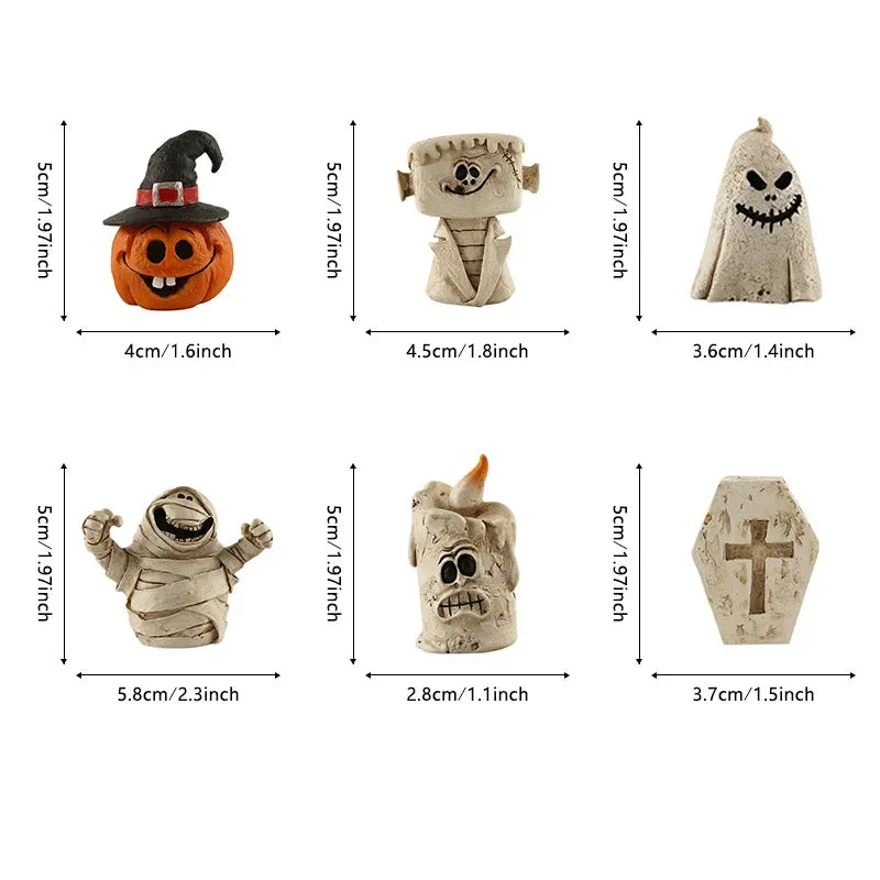 Halloween Resin Tabletop Ornaments – Ghost Pumpkin Mummy Decor Halloween Resin Ornament PLUSH