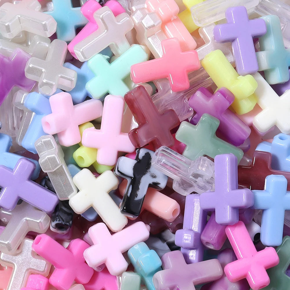 100pcs Cross Acrylic Spacer Beads 12x15.5mm – DIY Jewelry Making Acrylic Spacer Beads PLUSH