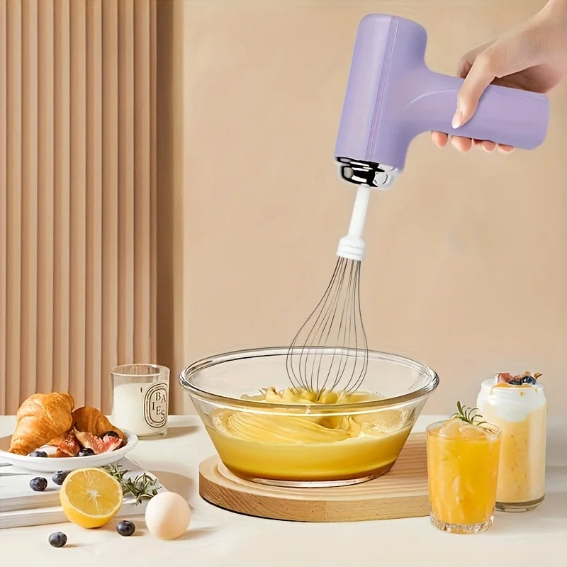 Portable Electric Egg Whisk – USB Rechargeable Hand Beater Electric Hand Whisk PLUSH
