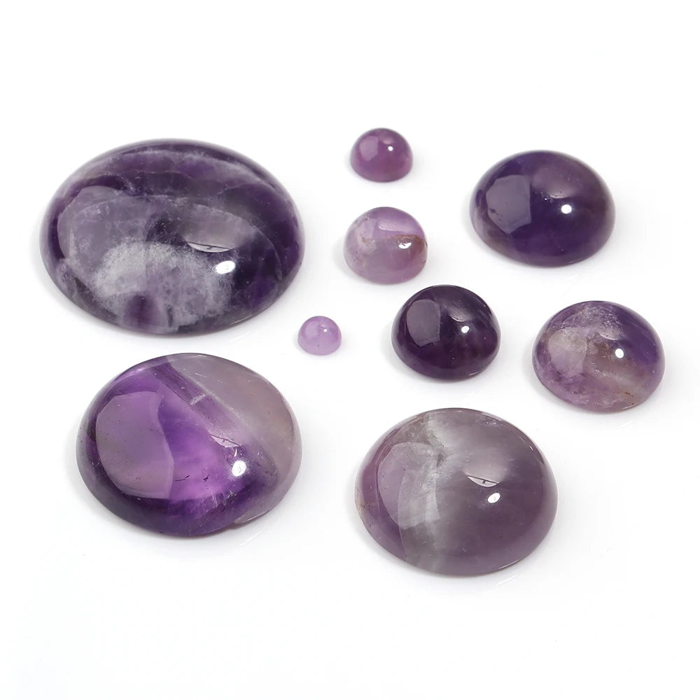 Natural Amethyst Round Cabochons – DIY Jewelry Making 5-10pcs Stone Cabochons PLUSH
