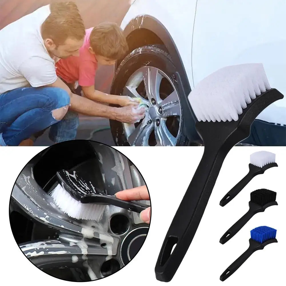Car Wheel & Tire Cleaning Brush – Dense Bristles, Short Handle Wheel Cleaning Brush PLUSH