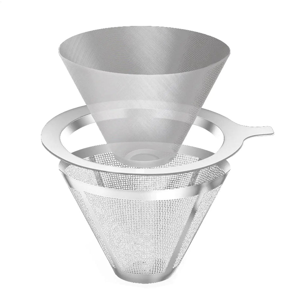 Stainless Steel Pour Over Coffee Filter – Reusable Double Layer Pour Over Coffee Filter PLUSH