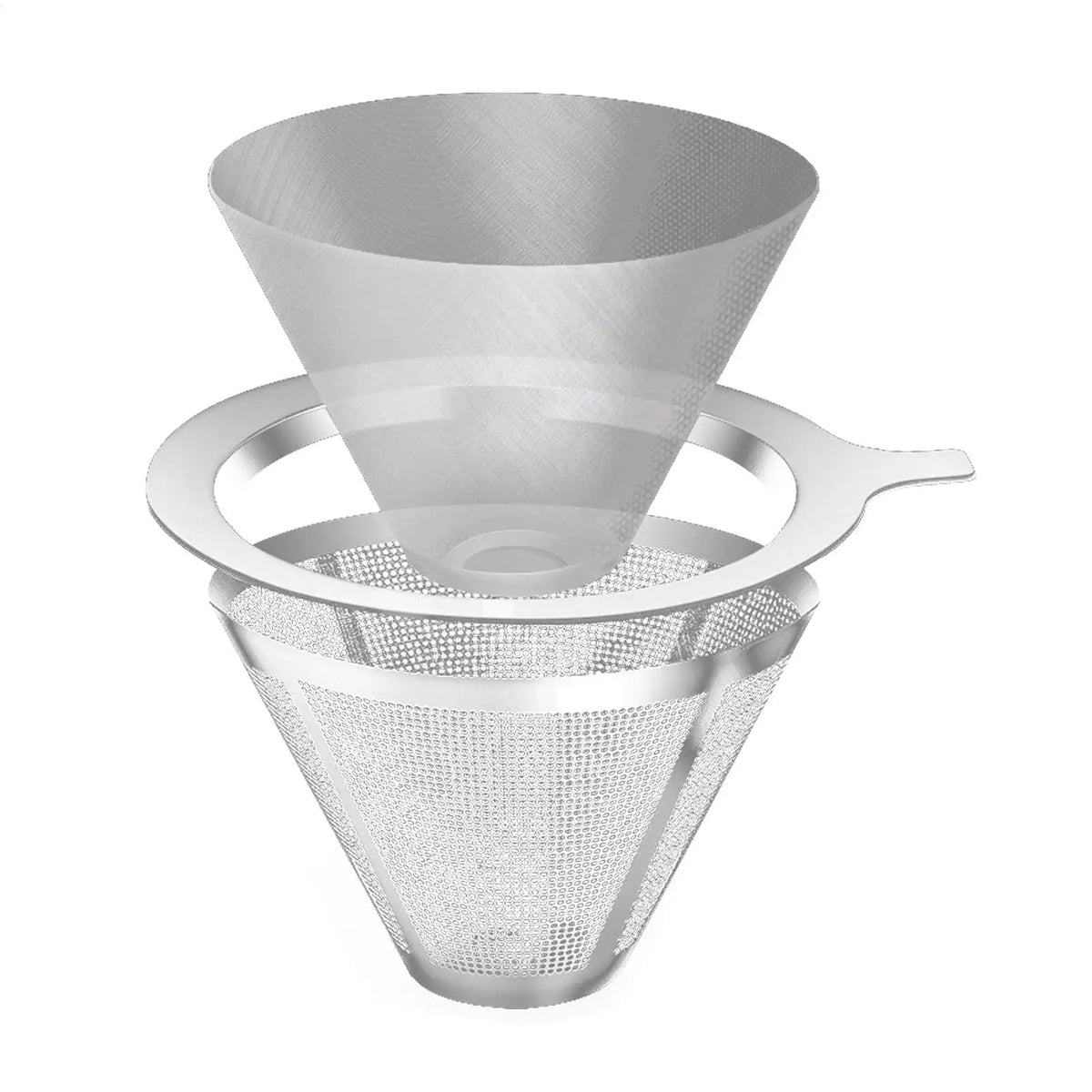 Stainless Steel Pour Over Coffee Filter – Reusable Double Layer Pour Over Coffee Filter PLUSH