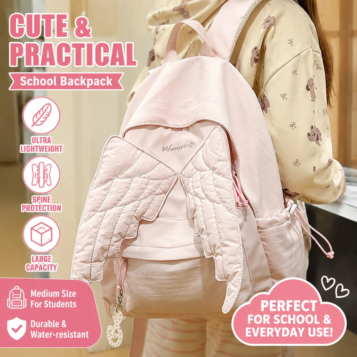 Girls Lightweight Cartoon Ergonomic School Backpack for Kids Kids School Backpack PLUSH