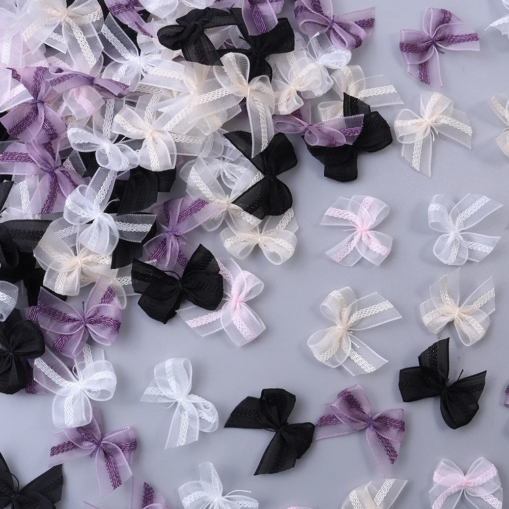 30–60pcs Organza Mini Bow Charms – Nail Art & DIY Craft Nail Art Charms PLUSH