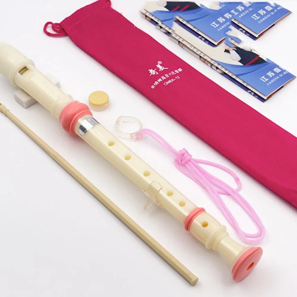 Soprano Recorder – Food Grade ABS Baroque 8-Hole Vertical Flute Soprano Recorder PLUSH 6hole Pink