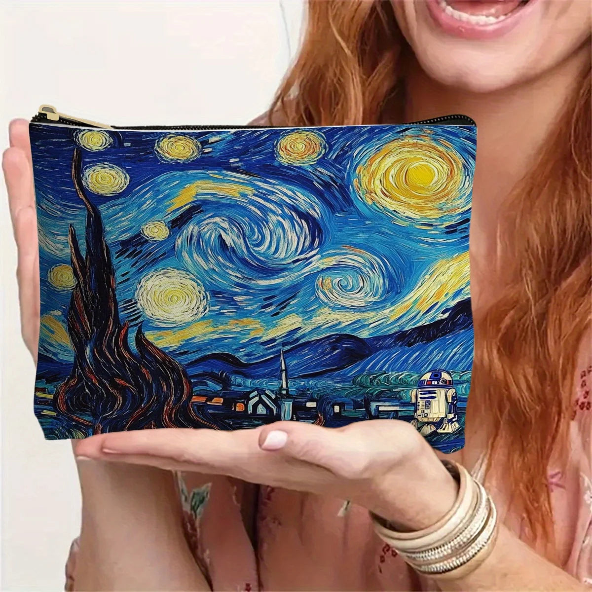 Van Gogh Starry Night Makeup Bag – Zipper Pouch & Jewelry Organizer Makeup Bag PLUSH