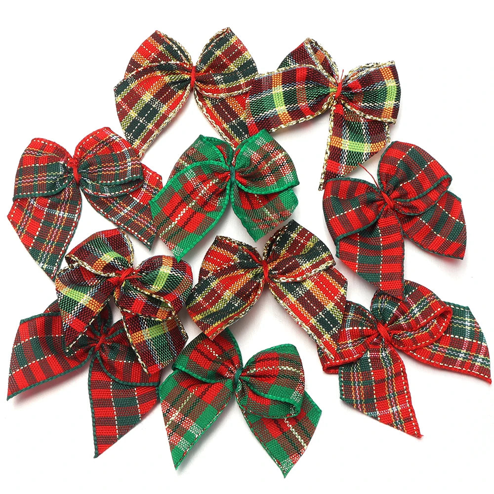 20pcs Christmas Plaid Bows – DIY Jewelry, Hair & Craft Decor Craft Bow Embellishments PLUSH 06 3x4cm