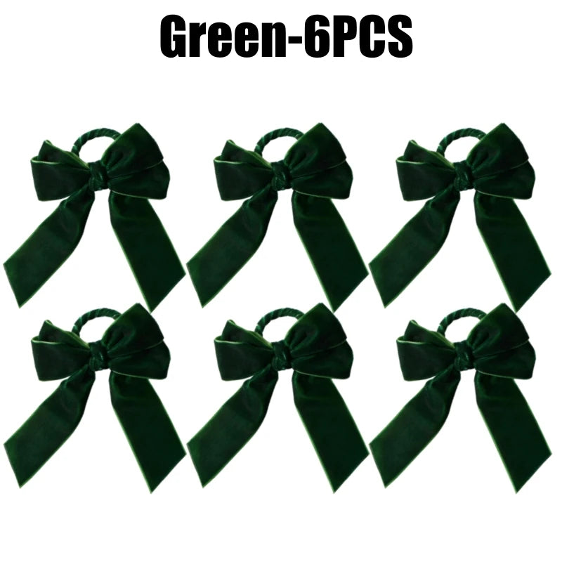 Velvet Bow Tie Napkin Rings – Wedding & Holiday Table Decor Napkin Rings PLUSH Green-6PCS