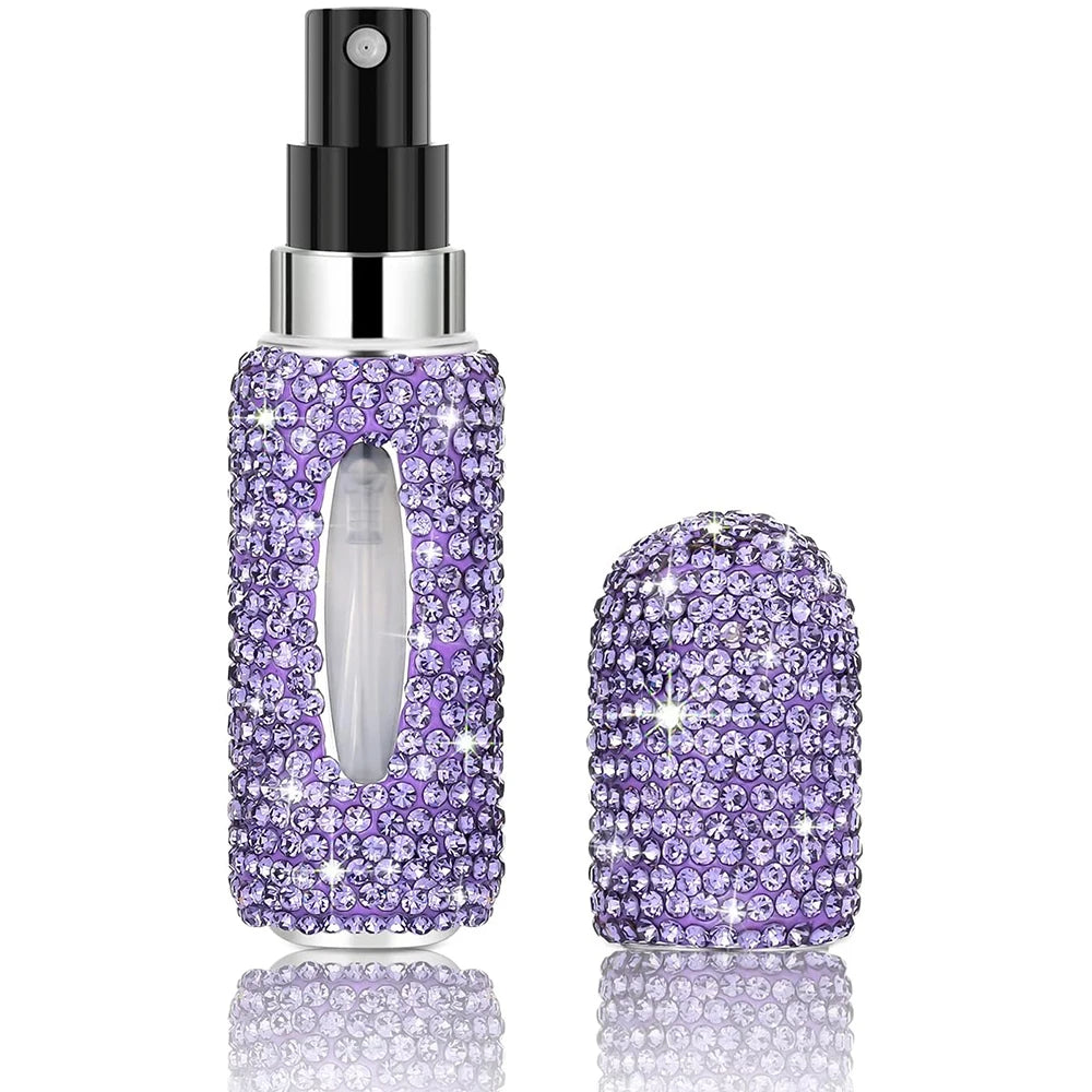 Rhinestone Perfume Atomizer 5ml – Refillable Travel Spray Bottle Perfume Atomizer PLUSH Purple 5ml