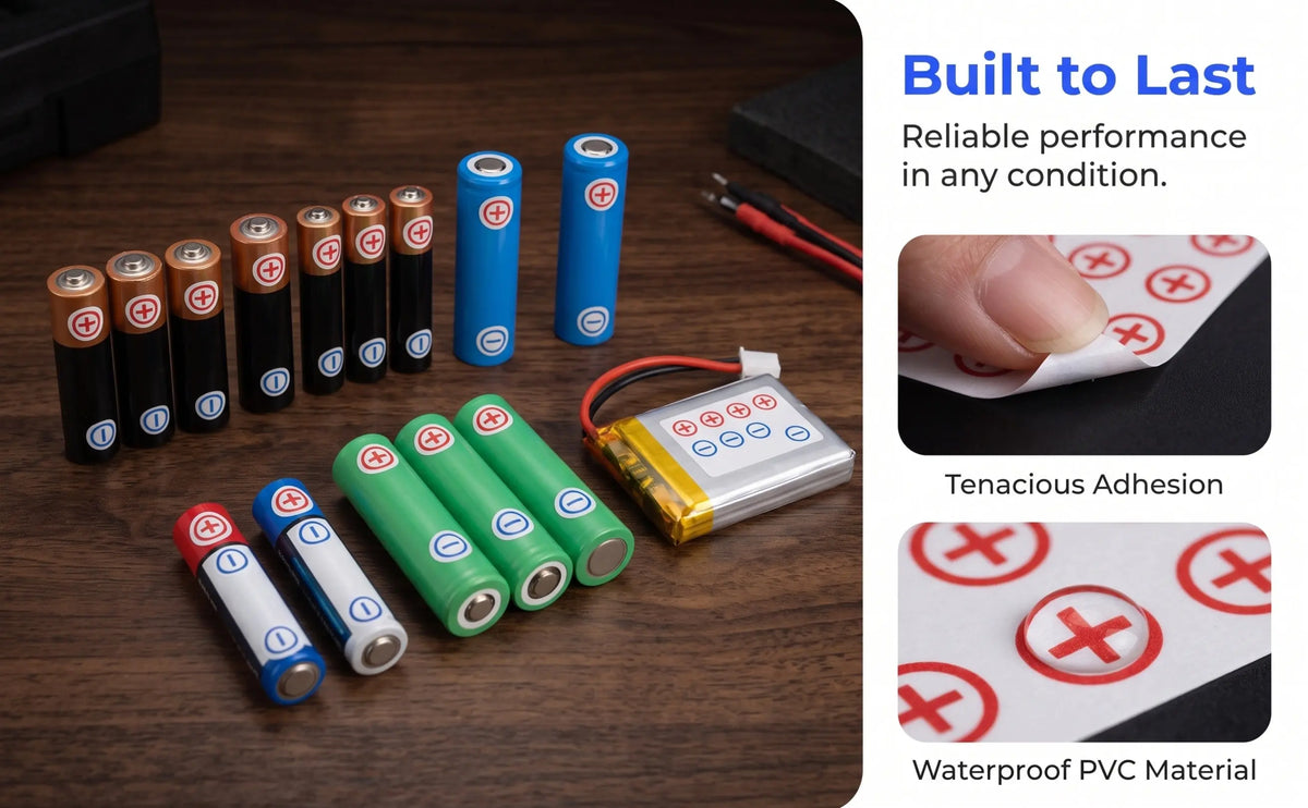 6-Sheet Electrical Polarity Stickers 12mm Round PVC Labels 360ct Electrical Label Stickers PLUSH other