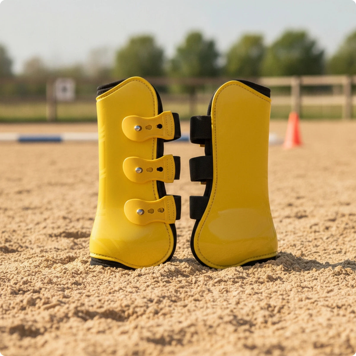 Horse Front Leg Tendon Boots – Adjustable Equestrian Guard Horse Tendon Boots PLUSH Yellow Xl-front