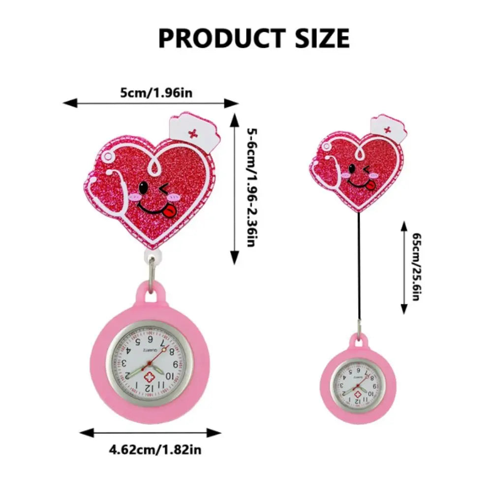 Cartoon Clip-On Nurse Fob Watch | Retractable Silicone Badge Reel Clip-On Fob Watch PLUSH
