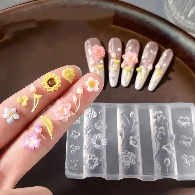 Silicone 3D Flower Nail Art Mold – Reusable Petal Template Nail Art Mold PLUSH