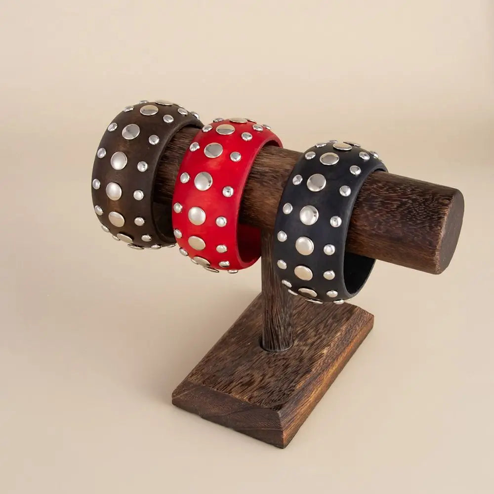 Bohemian Rivet Wide Chunky Bangle – Vintage Retro Bracelet Chunky Bangle Bracelet PLUSH