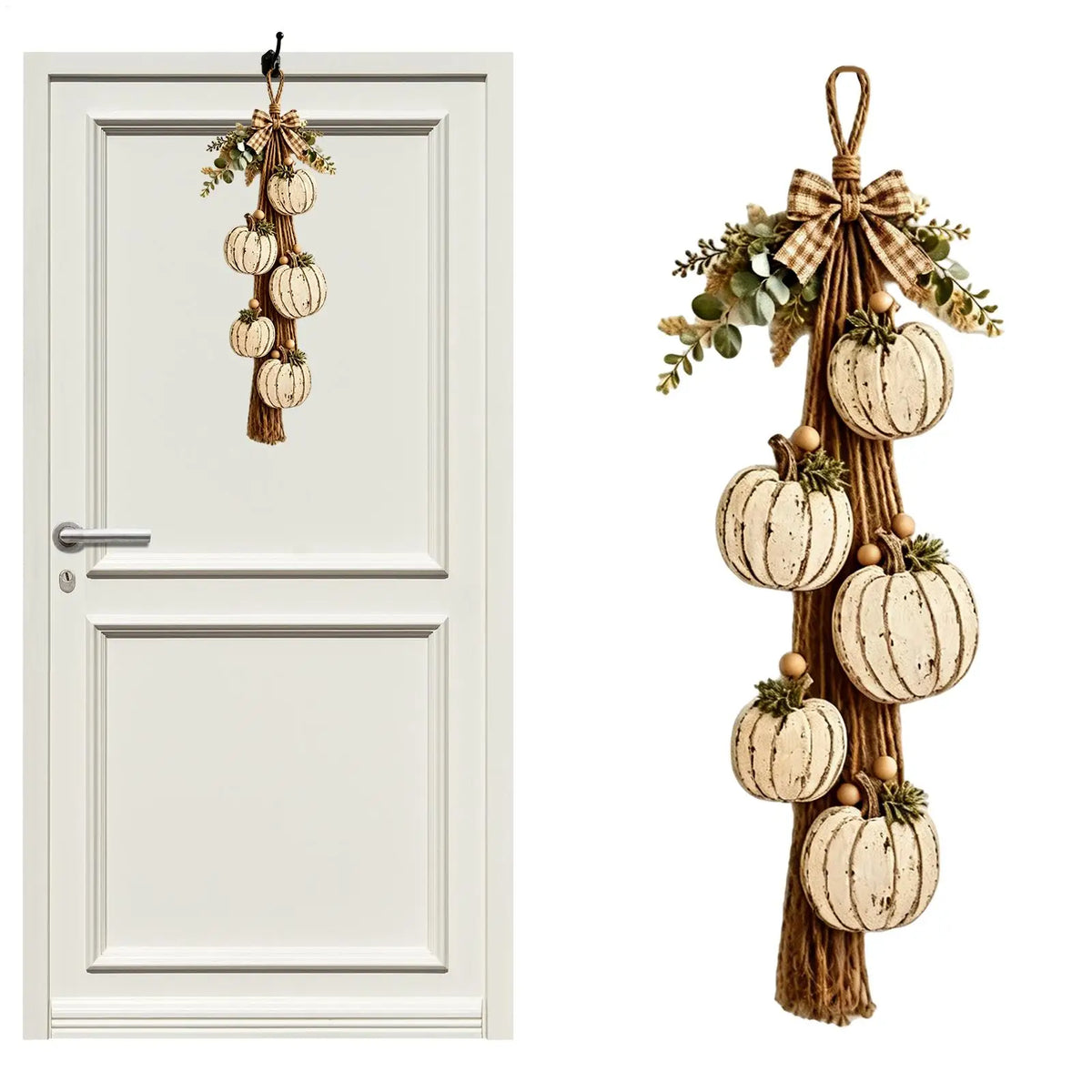 Rustic Farmhouse Fall Pumpkin Door Hanger | Wooden Décor Fall Door Hanger PLUSH