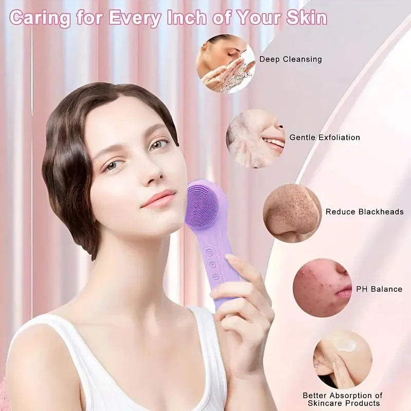 Ultrasonic Silicone Facial Cleansing Brush | Magnetic Charging Facial Cleansing Brush PLUSH