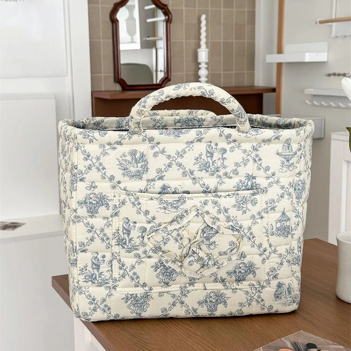 Vintage Floral Foldable Storage Basket with Handles | Boho Fabric Storage Basket PLUSH