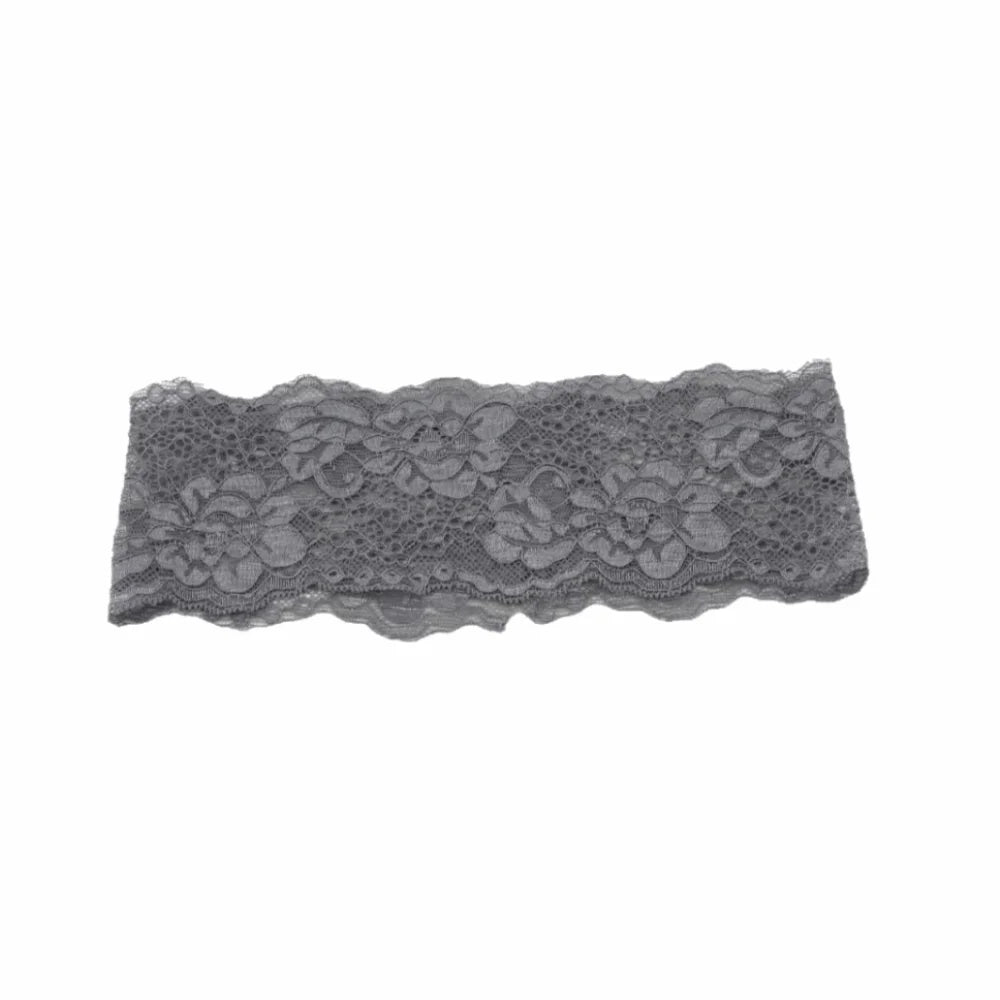 Korean Lace Wide Headband – Spandex Mesh Elastic Hair Wrap Lace Hair Headband PLUSH Grey