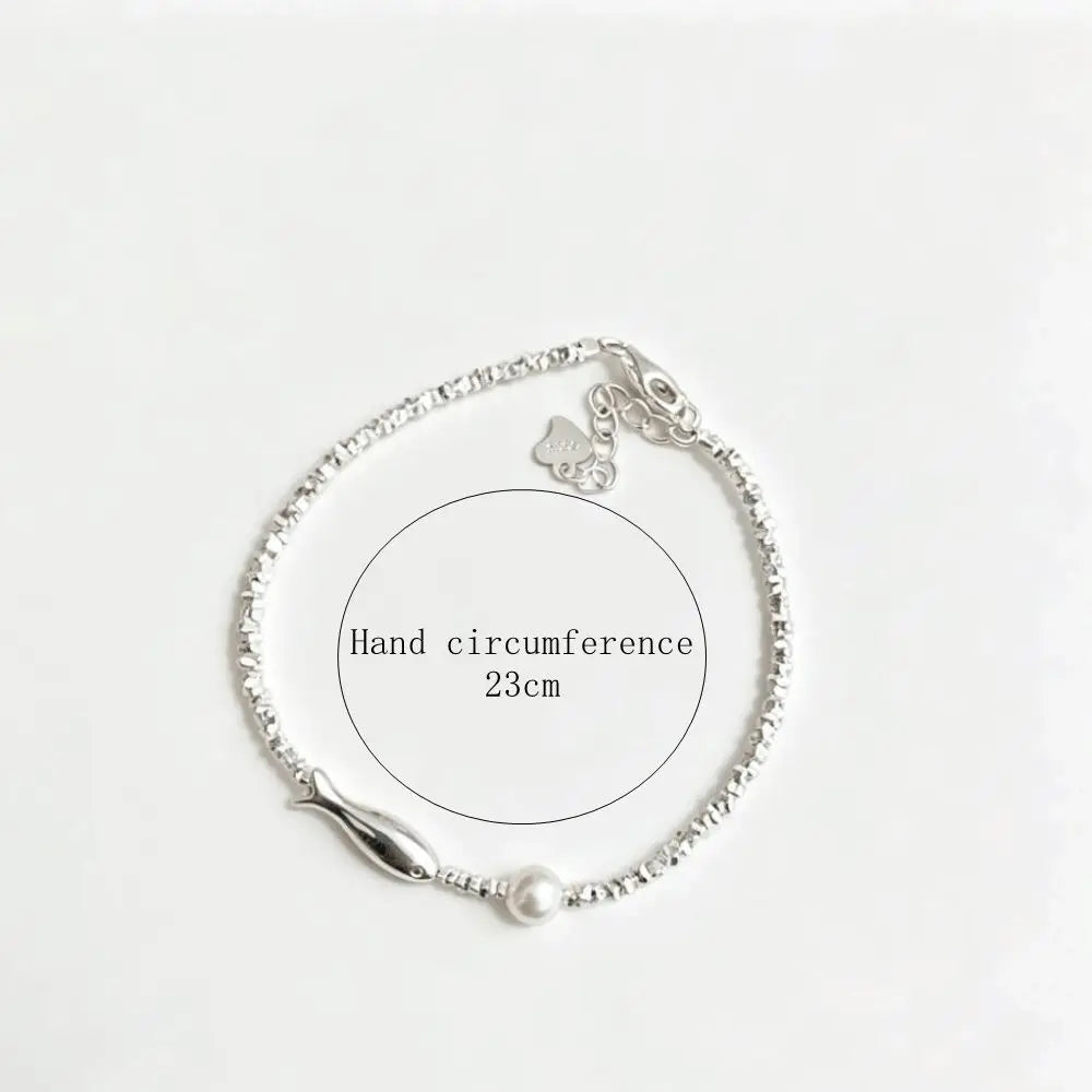 Silver Fish & Imitation Pearl Link Bracelet for Women Fashion Bracelet PLUSH