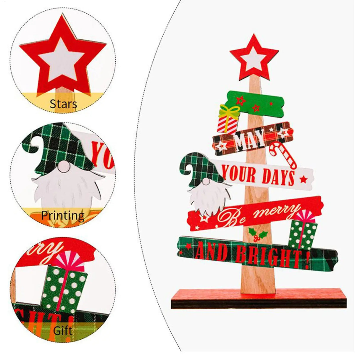 Wooden Mini Christmas Tree Desktop Ornament | Xmas Decor Christmas Ornament PLUSH