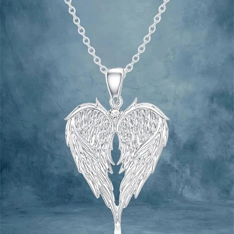 Angel Wings Heart Necklace & Earrings Set | Women's Jewelry Jewelry Set PLUSH A