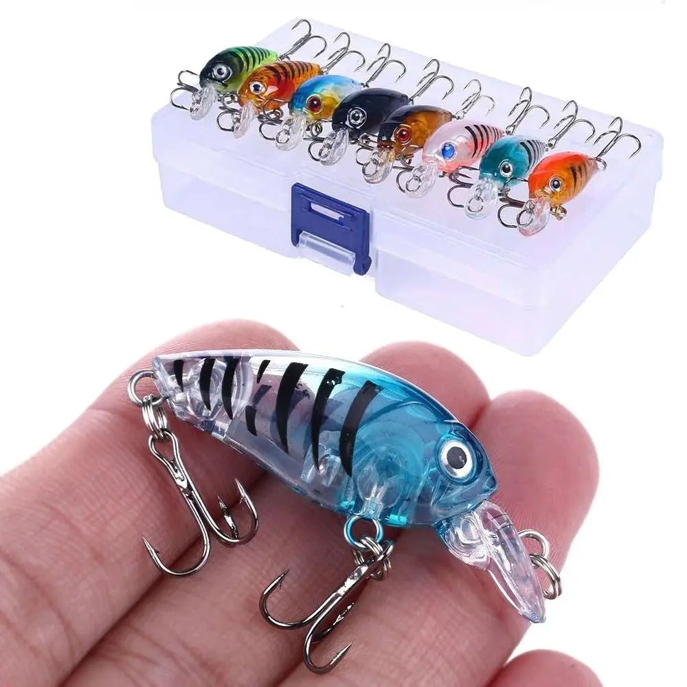 8-Pack Topwater Micro Fishing Lures – Hard Bait Wobbler Set Fishing Lure Set PLUSH