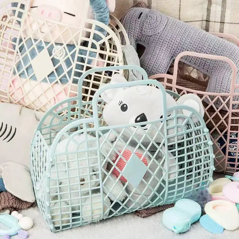 Hollow Waterproof Beach Tote Bag – Large Jelly Basket Storage Tote Basket PLUSH