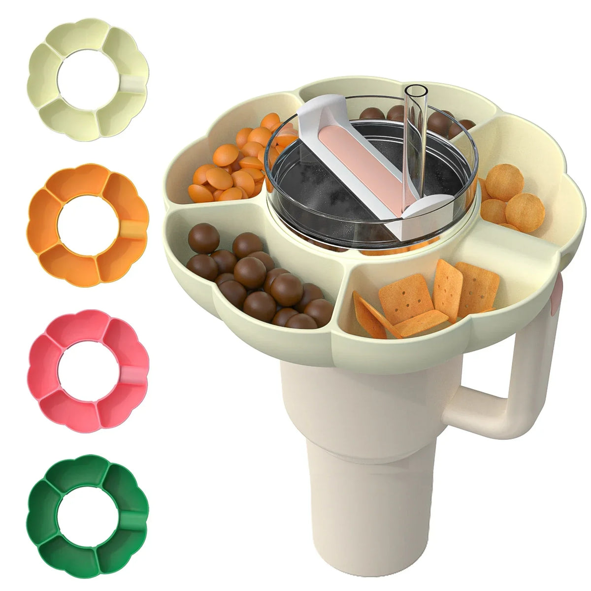 Silicone Snack Tray for Stanley 40 oz Cup – Divided Platter Divided Snack Tray PLUSH