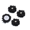 10pcs Fabric Flower Rhinestone Appliques – DIY Hair Clip Brooch Fabric Flower Appliques PLUSH black 3.5cm