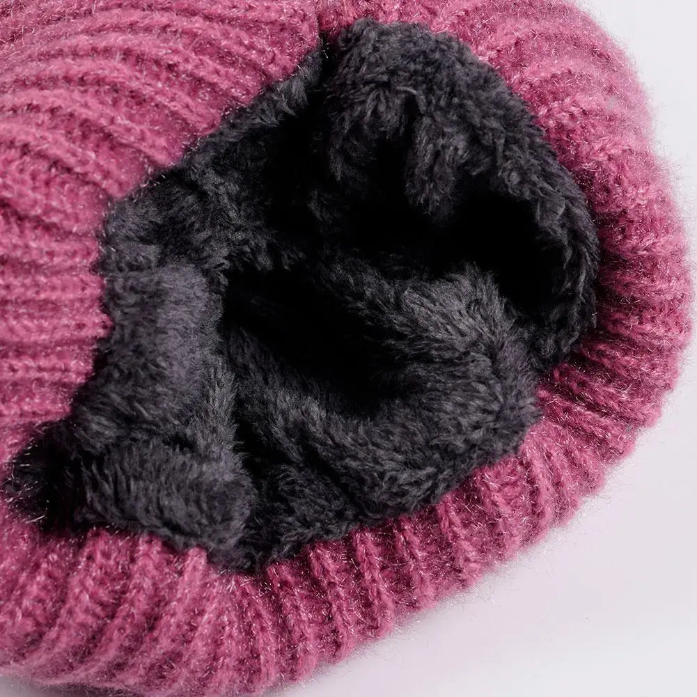 Women's Thick Cable Knit Beanie Hat – Warm Winter Knit Cap Knit Beanie Hat PLUSH