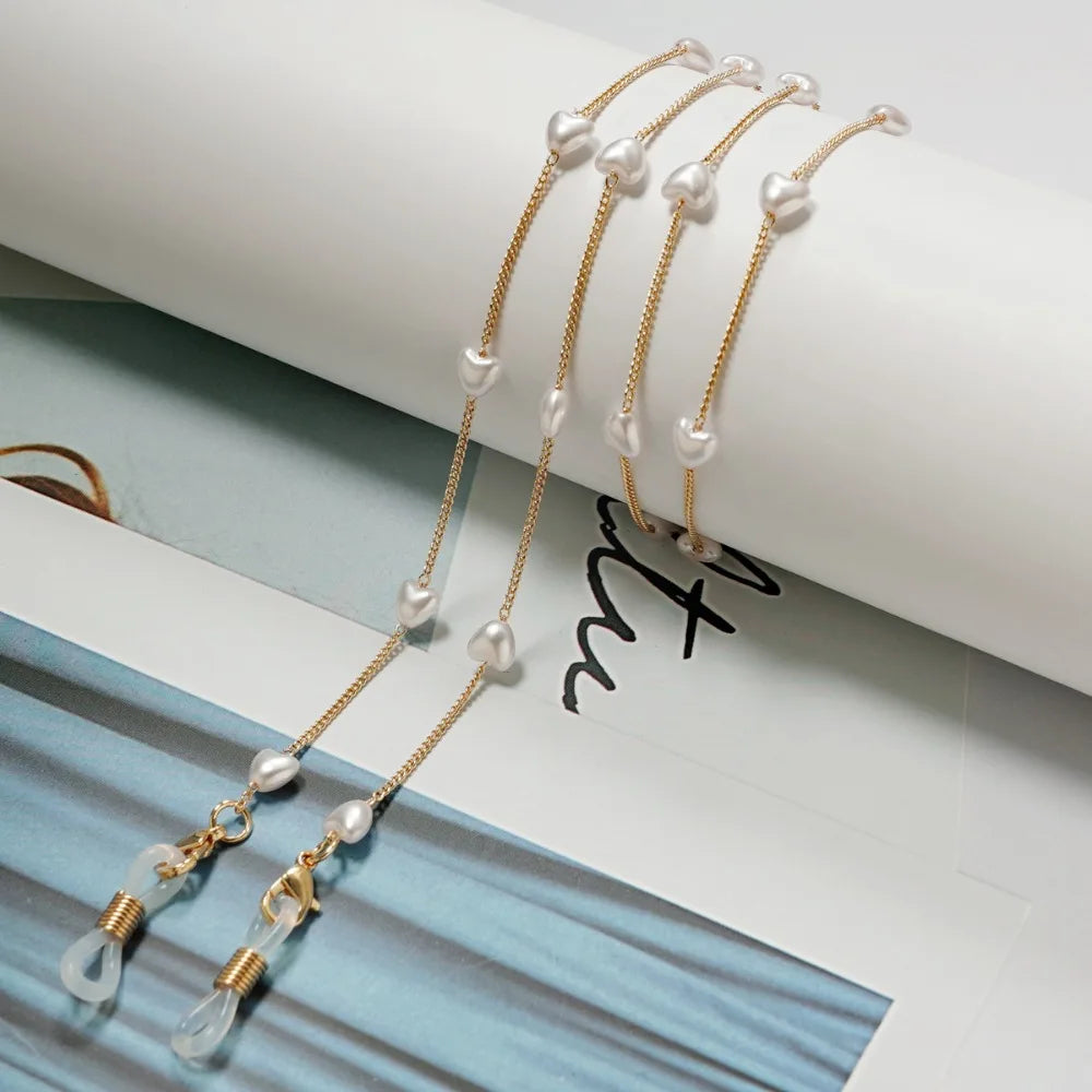 Pearl Bead Eyeglass Chain – Anti-Lost Glasses Holder Necklace Eyeglass Chain Lanyard PLUSH Style 9