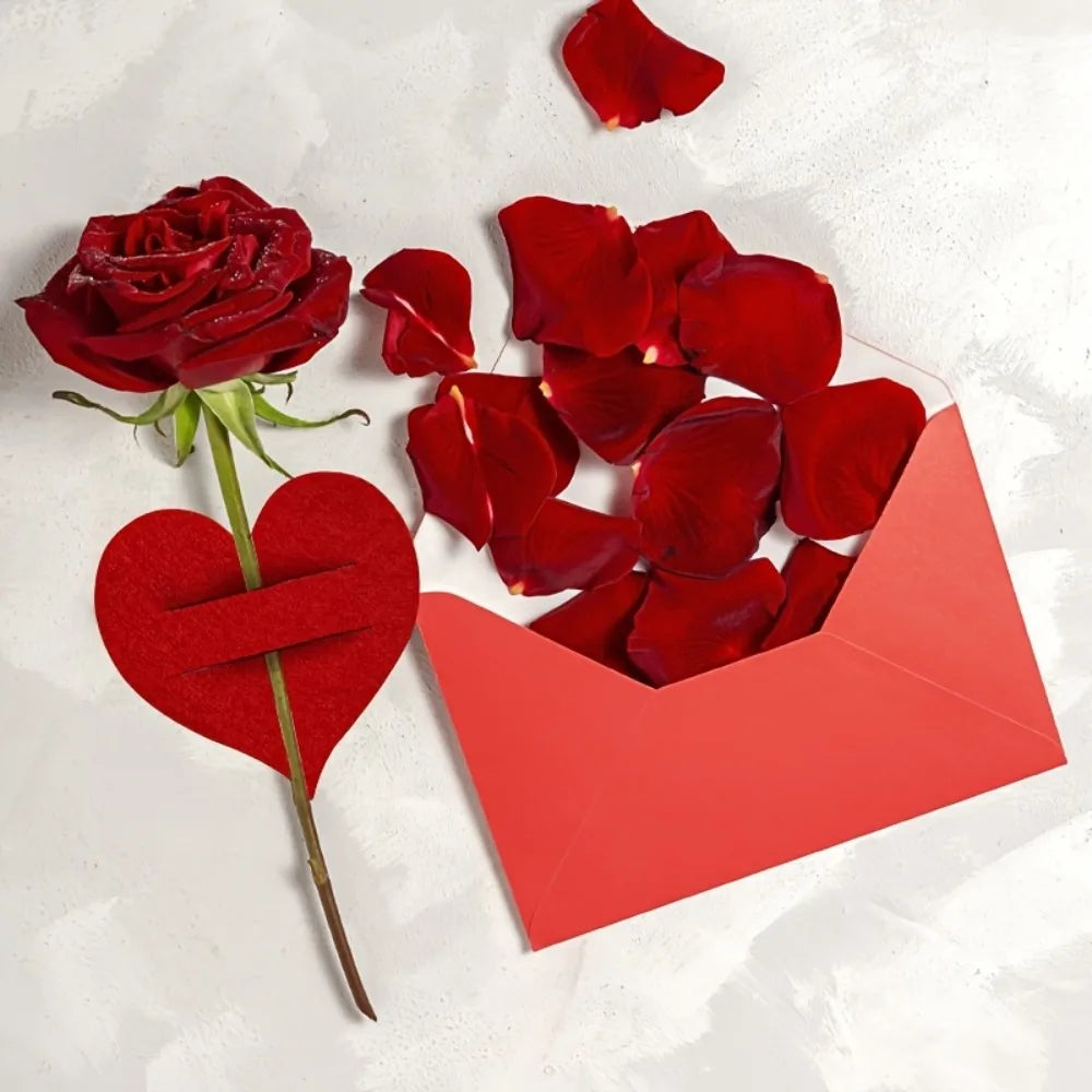 Heart Shaped Felt Flatware Holders – Red Valentine Table Decor Flatware Holders PLUSH