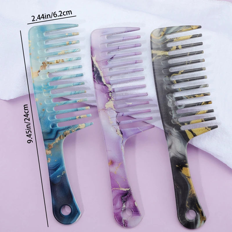 Extra Large Wide Tooth Detangling Comb – Marble Pattern Wide Tooth Comb PLUSH